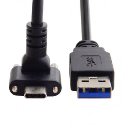 System-S USB 3.0 A Stecker zu USB Typ C 3.1 Stecker Kabel 90 Grad Gewinkelt 3M mit Feststellschraube