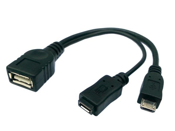 SYSTEM-S USB 2.0 Y cable 12 cm Type A female to Micro male + female adapter in black 