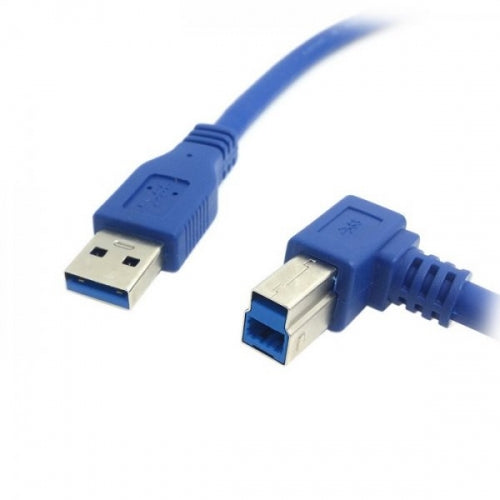 SYSTEM-S USB 3.0 Kabel 1 m Typ A Stecker zu B Stecker Winkel in Blau