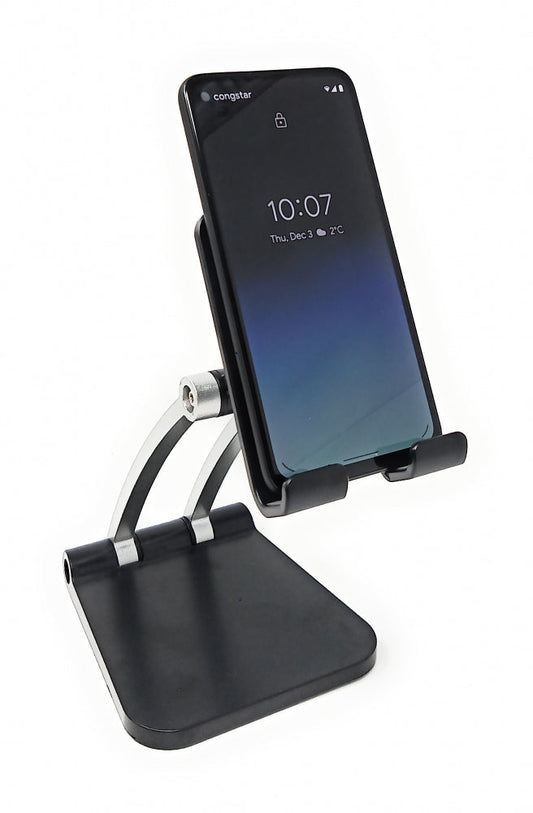 SYSTEM-S Stand Holder foldable made of metal in black for smartphone 