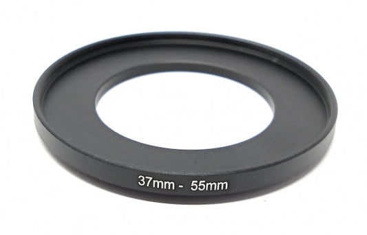 SYSTEM-S Objektiv Adapter 37 mm Gewinde zu 55 mm Step Up Ring in Schwarz für Filter