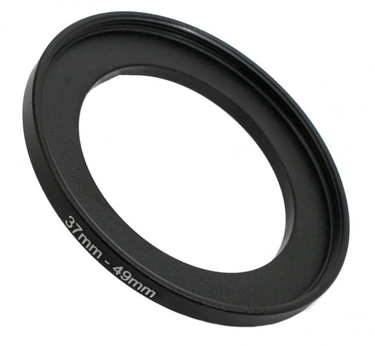 SYSTEM-S Objektiv Adapter 37 mm Gewinde zu 49 mm Step Up Ring in Schwarz für Filter