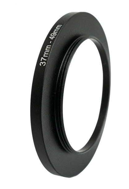 SYSTEM-S Objektiv Adapter 37 mm Gewinde zu 49 mm Step Up Ring in Schwarz für Filter