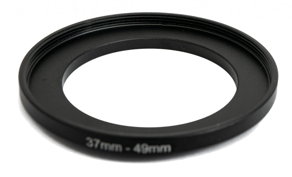SYSTEM-S Objektiv Adapter 37 mm Gewinde zu 49 mm Step Up Ring in Schwarz für Filter