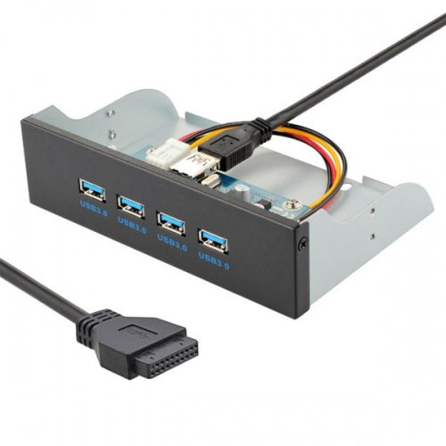 SYSTEM-S USB 3.0 4 Port Hub zu Motherboard 20 Pin Front Panel Adapter Kabel in Schwarz