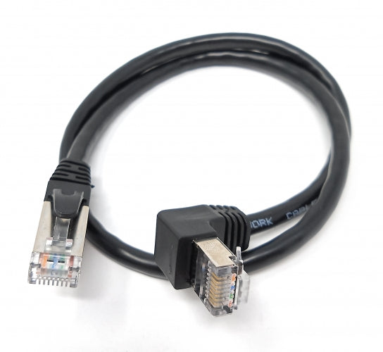 SYSTEM-S LAN Kabel 0,5 m RJ45 Stecker Ethernetkabel Netzwerkkabel Winkel in Schwarz