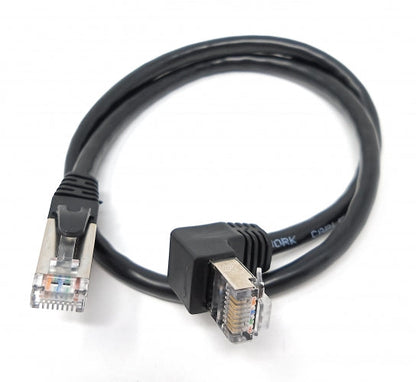 SYSTEM-S LAN Kabel 0,5 m RJ45 Stecker Ethernetkabel Netzwerkkabel Winkel in Schwarz