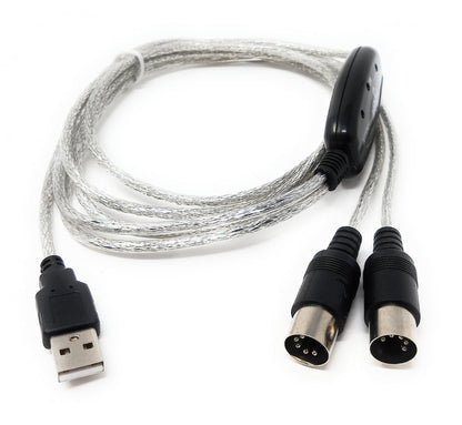 SYSTEM-S MIDI Interface SMA In und Out zu USB 2.0 Audio Kabel in Grau