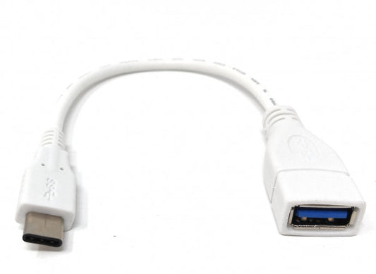 SYSTEM-S USB 3.1 cable 10 cm Type C male to 3.0 Type A female in white 