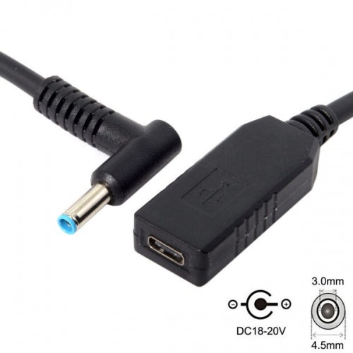 SYSTEM-S USB 3.1 Kabel 23cm Typ C Buchse zu DC 20V 4,5 x 3,0 mm Stecker Ladekabel