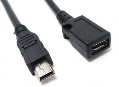 SYSTEM-S USB 2.0 Kabel 8 cm Mini B Stecker zu Micro Buchse in Schwarz