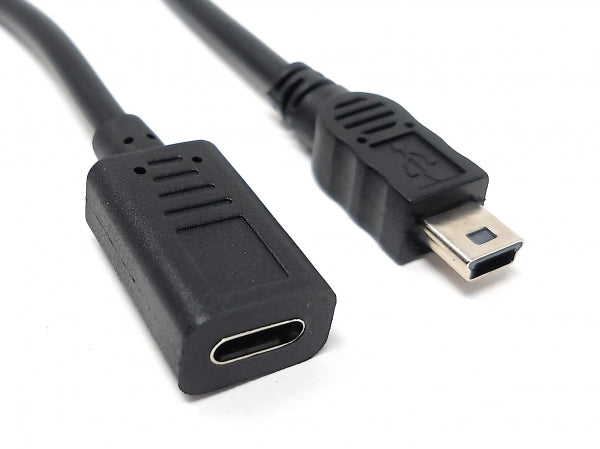 SYSTEM-S USB 3.1 cable 25 cm Type C female to Mini B male adapter in black