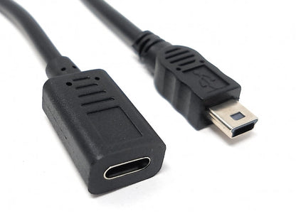 SYSTEM-S USB 3.1 cable 25 cm Type C female to Mini B male adapter in black