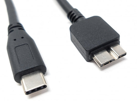 SYSTEM-S USB 3.1 cable 25 cm Type C plug to 3.0 Micro B plug adapter in black