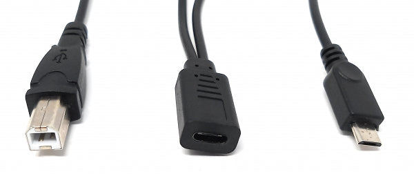 SYSTEM-S USB 3.1 Y Kabel 25 cm Typ C Buchse zu 2.0 Typ B und Micro B Stecker