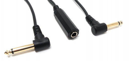SYSTEM-S Audio Y Cable 22 cm 6.35 mm Stereo 2x Jack Male to Female Adapter Black
