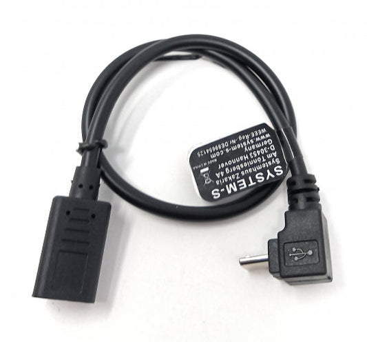 SYSTEM-S USB 3.1 cable 25 cm Type C female to Micro B male angle adapter in black