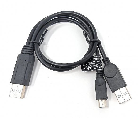 SYSTEM-S USB 2.0 Y Cable 25cm Type A Male to Type A and Micro B Male Adapter Black
