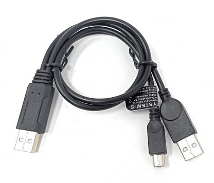 SYSTEM-S USB 2.0 Y Cable 25cm Type A Male to Type A and Micro B Male Adapter Black