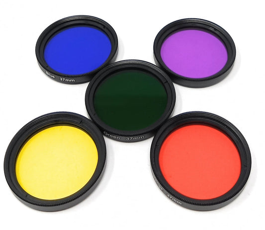 SYSTEM-S Farbfilter Set 37 mm 5 Stück Farbe Filter für Fotografie in Schwarz
