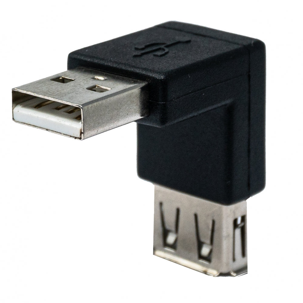 System-S USB 2.0 Adapter Typ A Stecker zu Buchse Winkel Kabel in Schwarz