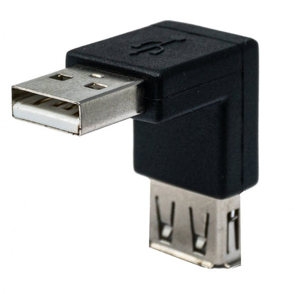System-S USB 2.0 Adapter Typ A Stecker zu Buchse Winkel Kabel in Schwarz