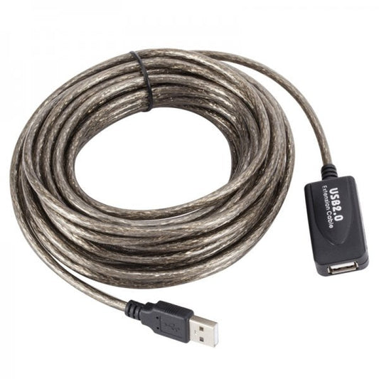 SYSTEM-S USB 2.0 cable 15 m Type A male to female cable in gray