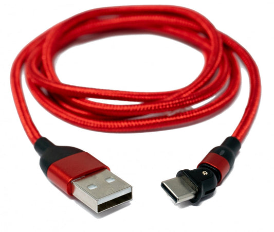 SYSTEM-S USB 3.1 Kabel 1 m Typ C Stecker zu 2.0 A Buchse 180° Winkel in Rot
