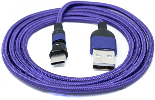 SYSTEM-S USB 3.1 Kabel 1 m Typ C Stecker zu 2.0 A Buchse 180° Winkel in Lila