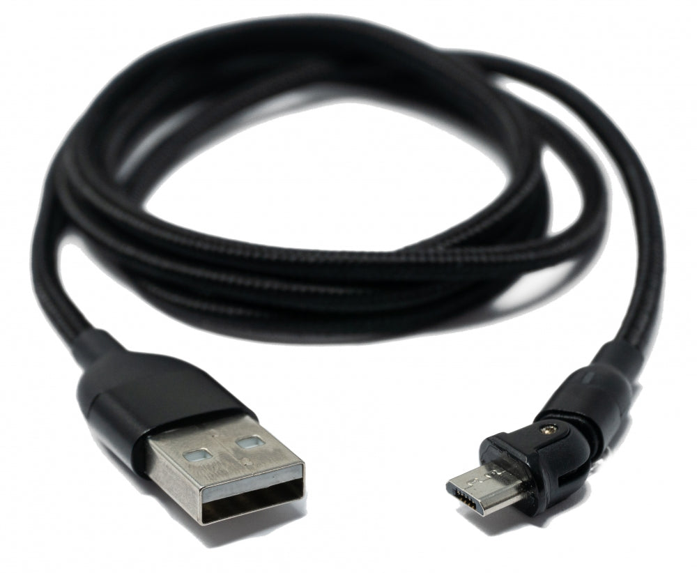 SYSTEM-S USB 2.0 Kabel 1 m Micro Stecker zu 2.0 A Buchse 180° Winkel in Schwarz