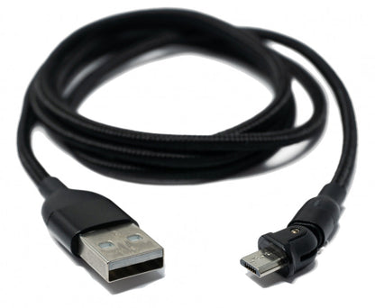 SYSTEM-S USB 2.0 Kabel 1 m Micro Stecker zu 2.0 A Buchse 180° Winkel in Schwarz