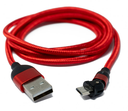 SYSTEM-S USB 2.0 Kabel 1 m Micro Stecker zu 2.0 A Buchse 180° Winkel in Rot