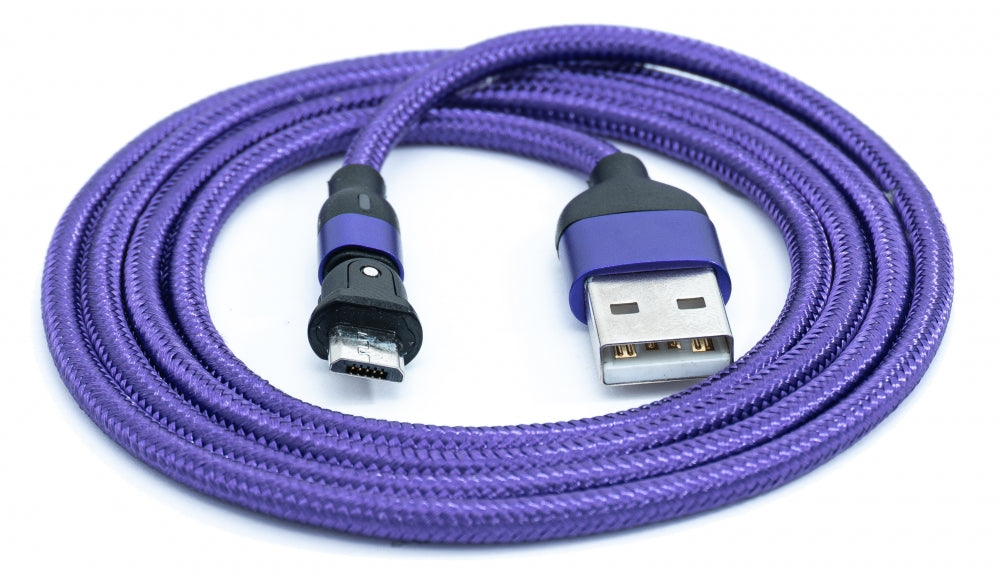 SYSTEM-S USB 2.0 Kabel 1 m Micro Stecker zu 2.0 A Buchse 180° Winkel in Lila