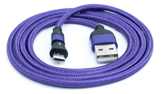 SYSTEM-S USB 2.0 cable 1 m Micro plug to 2.0 A socket 180° angle in purple 