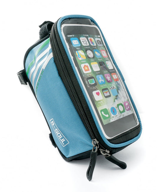 SYSTEM-S Fahrrad Tasche Halterung in Blau Befestigung für Smartphone