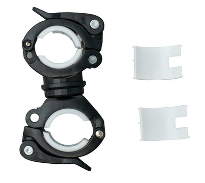 SYSTEM-S bicycle mount attachment in black and white for lamp bicycle pump 