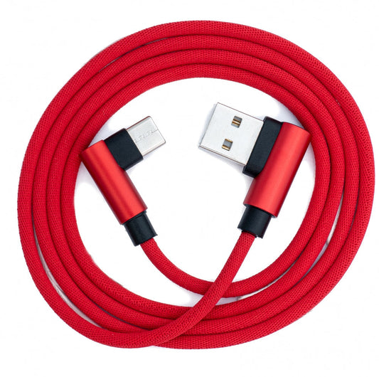 SYSTEM-S USB 3.1 cable 100 cm Type C plug to 2.0 A plug angle braided in red