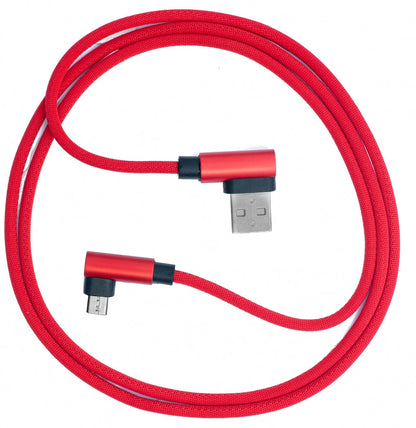 SYSTEM-S USB 2.0 cable 100 cm Micro plug to 2.0 A plug angle braided in red