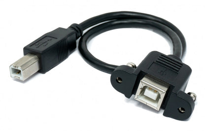 SYSTEM-S USB 2.0 Kabel 30 cm Typ B Stecker zu Buchse mit Schraube in Schwarz