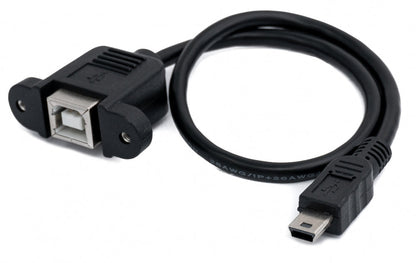 SYSTEM-S USB 2.0 Kabel 30 cm Typ B Buchse zu Mini Stecker mit Schraube in Schwarz