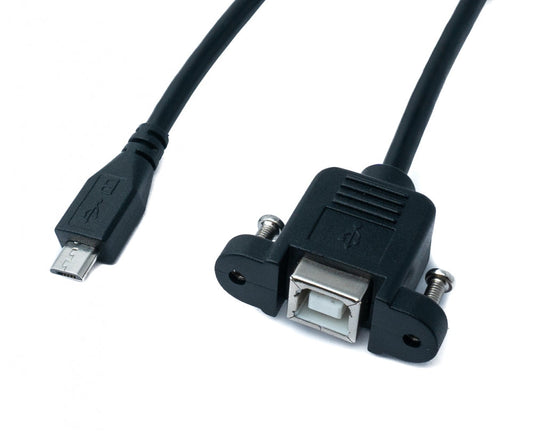 SYSTEM-S USB 2.0 cable 30cm Type B female to Micro male with screw in black 