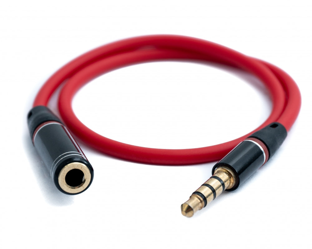 SYSTEM-S Audio Kabel 30 cm 3,5 mm Stereo Klinke Stecker zu Buchse Rot