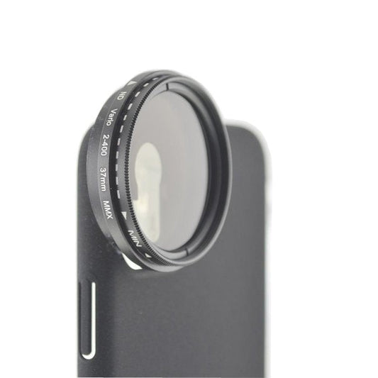 SYSTEM-S ND Vario Filter 37mm Neutraldichtefilter Schwarz mit Hülle kompatibel mit iPhone 12 Pro Max