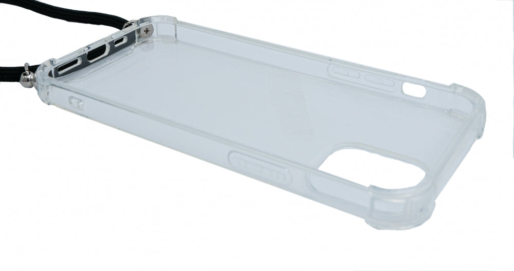 SYSTEM-S case with silicone strap in transparent protective case compatible with iPhone 12 Pro 