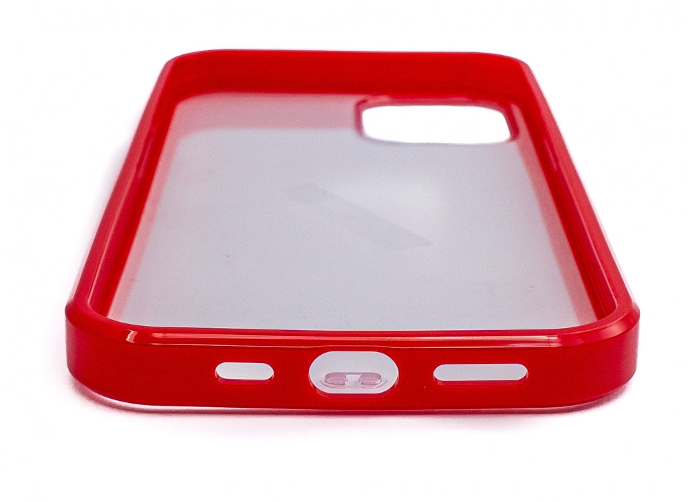 SYSTEM-S Schutzhülle aus Silikon in Rot Transparent Hülle kompatibel mit iPhone 12