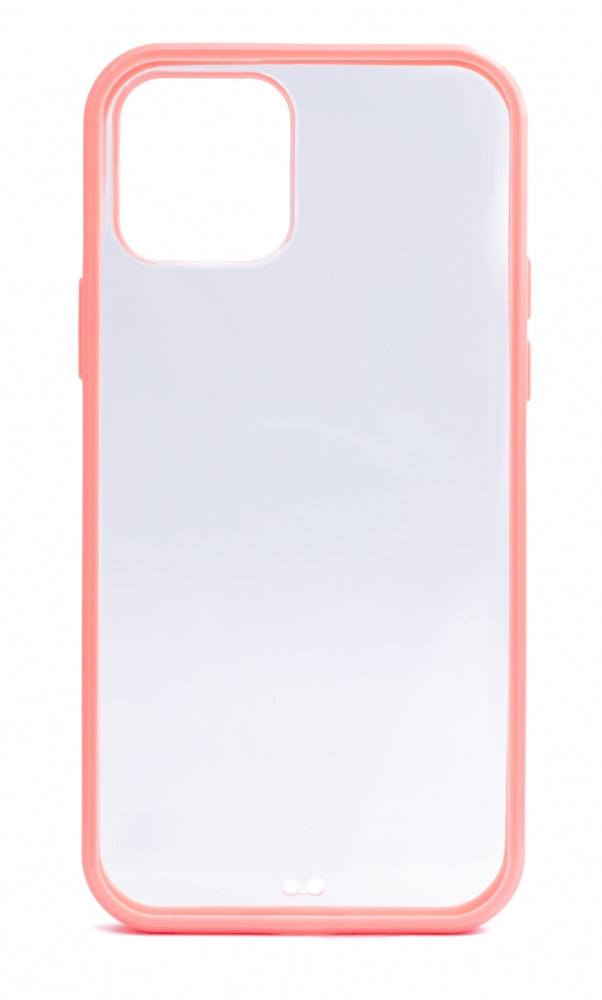 SYSTEM-S protective silicone case in pink transparent case compatible with iPhone 12