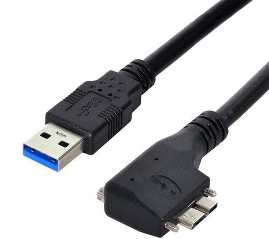 SYSTEM-S USB 3.0 cable 3 m Type A male to Micro B male angle screw in black
