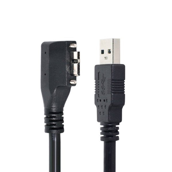 SYSTEM-S USB 3.0 Kabel 120 cm Typ A Stecker zu Micro B Stecker Winkel Schraube in Schwarz