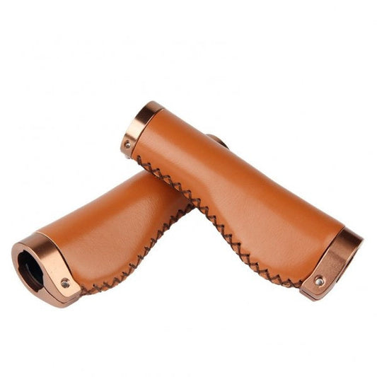 Bicycle handle 2x in vintage look ergonomic made of artificial leather in brown