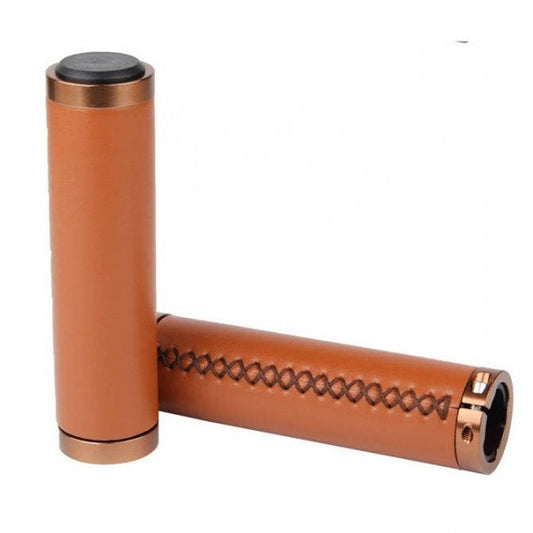 SYSTEM-S bicycle handle 2x in vintage look straight made of artificial leather in brown